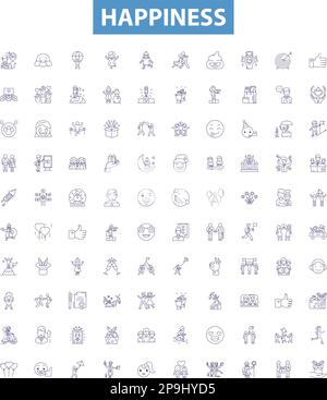 optimism and happiness line icon, outline symbol, vector illustration ...