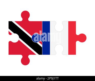 Connected puzzle of flags of Trinidad and Tobago and France , vector Stock Vector