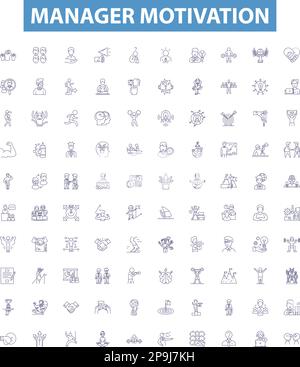 Manager motivation line icons signs set. Design collection of ...