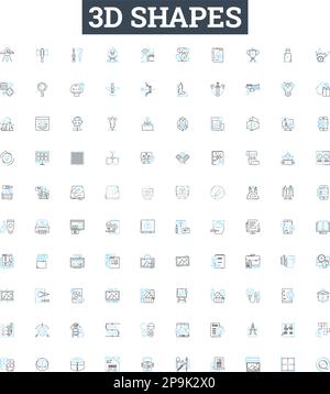 3d shapes vector line icons set. Polyhedron, cube, pyramid, cuboid, tetrahedron, octahedron, prism illustration outline concept symbols and signs Stock Vector