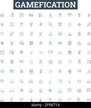 Gamefication vector line icons set. Gamification, Game, Gaming, Reward ...