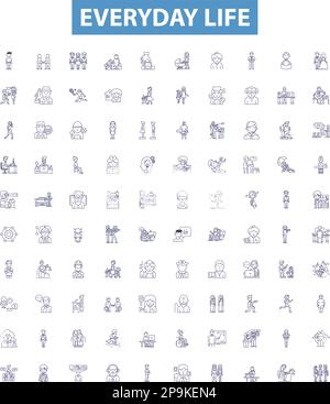 Everyday life line icons signs set. Design collection of ...