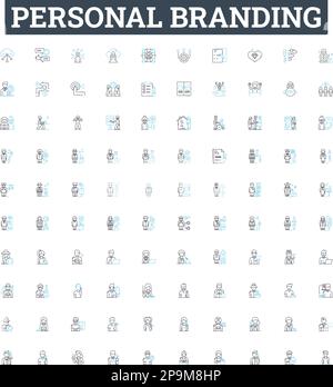 Personal branding vector line icons set. Self-promotion, Networking, Reputation, Identity, Image, Profile, Value illustration outline concept symbols Stock Vector