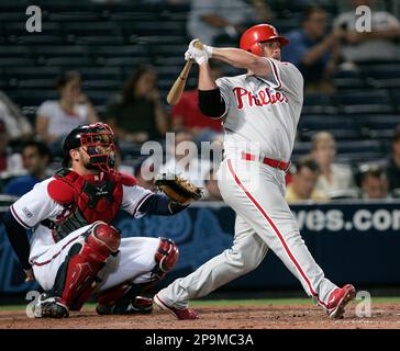 Philadelphia Phillies Pinch Hitter Matt Stairs connects on a Ronald  Belisario pitch in the top of the seventh inning, driving in two runs,  putting the Phillies ahead 2-0 (Credit Image: © Tony