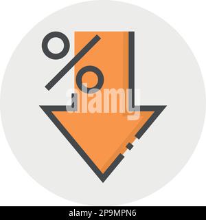 Growth profit icon in flat style. Percentage arrow up and down vector illustration on isolated background. Finance interest rate sign business concept Stock Vector