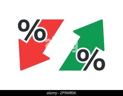 Growth profit icon in flat style. Percentage arrow up and down vector illustration on isolated background. Finance interest rate sign business concept Stock Vector