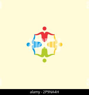 Team Work Logo Vector. Human Logo. People Abstract Icon Stock Photo