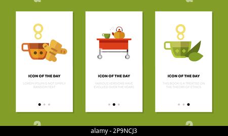 Teacup and teapot thin flat icon set Stock Vector