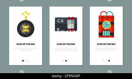 Bombs flat icon set Stock Vector