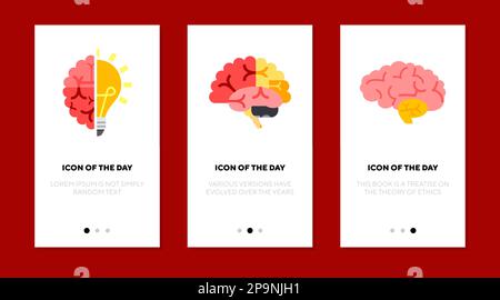 Brain flat icon set Stock Vector