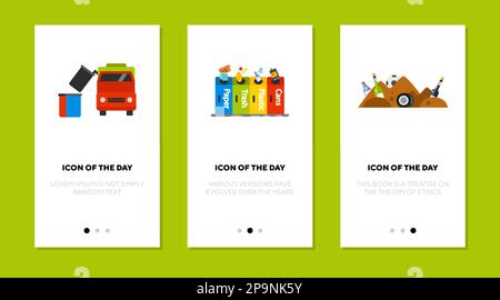 Waste sorting flat vector icon set Stock Vector