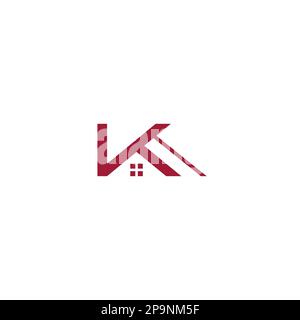 K Home Logo Design. Real Estate Letter K. House Icon Stock Vector