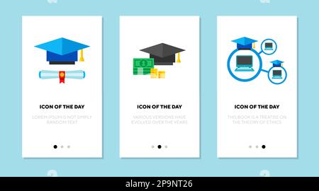 Higher education flat vector icon set Stock Vector