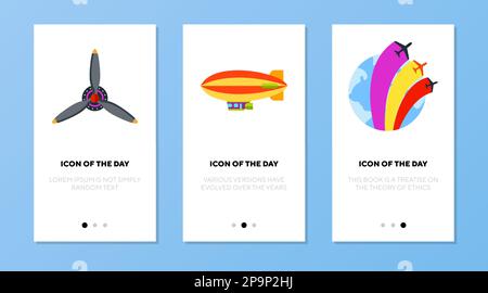 Air transport flat vector icon set Stock Vector