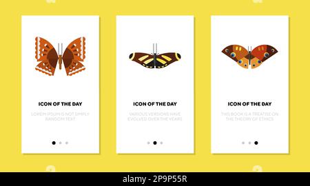 Beautiful butterflies flat vector icon set Stock Vector