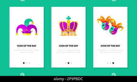Carnival celebration flat vector icon set Stock Vector