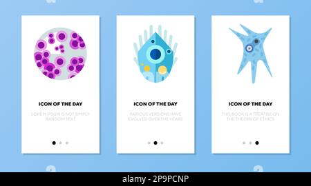 Microbes and microorganisms flat vector icon set Stock Vector