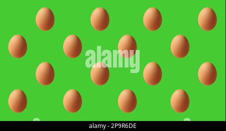 Egg Pattern on Spring Green Background for a Concept of Organic Free Range Eggs Stock Photo