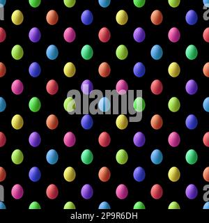 Seamless Pattern of Multi Colored Easter Egg on Black Background Stock Photo