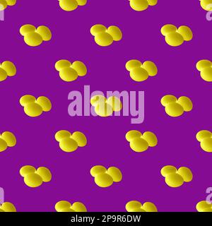 Seamless Pattern of Golden Triple Eggs on Purple Background Stock Photo