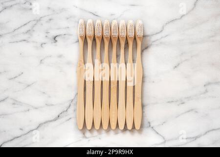 Close-up of toothbrushes on a white background Stock Photo