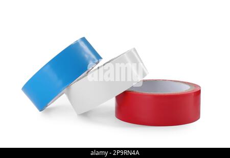 Different tapes on white background. Electrician's supplies Stock Photo