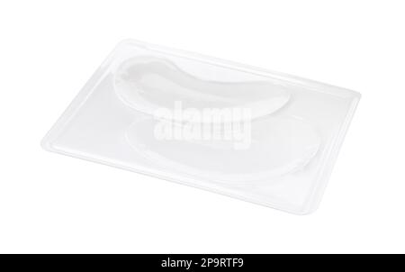 Package with under eye patches isolated on white. Cosmetic product Stock Photo