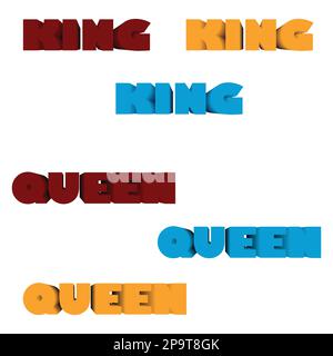 King and Queen 3d Text Stock Vector