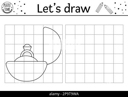 Complete the bride picture. Vector wedding symmetrical drawing practice ...