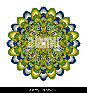 Spiritual symbol round ornament. Colorful mandala with arabesque elements. Isolated mandala on the white background. Mandala print for everything, Stock Photo