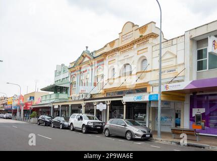 Colonial buildings in City Centre, Adelaide Street, Maryborough, Queensland, QLD, Australia Stock Photo
