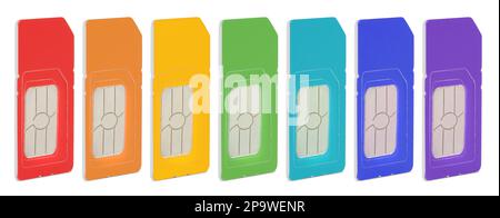 Set with different SIM cards on white background. Banner design Stock Photo