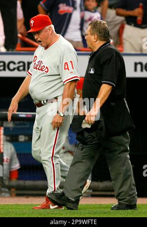 Philadelphia Phillies catcher Mike Lieberthal and reliever Billy Wagner  walk off the field after the Phillies