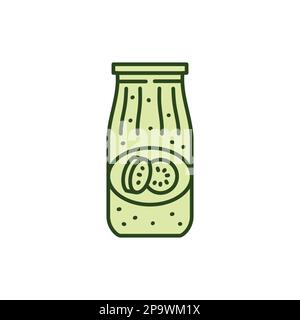 Pickled zucchini caviar in a jar color line icon. Stock Vector