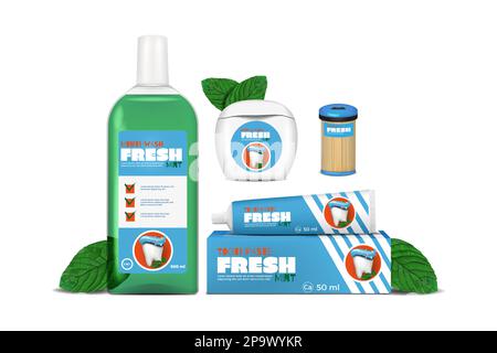 3D Realistic Dental Floss Vector Illustration. Oral Health Care Concept ...