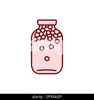 Pickled berry compote in a jar color line icon. Stock Vector