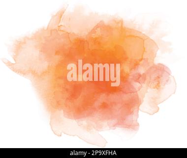 Orange water color graphic brush strokes patches effect background. Stock Photo