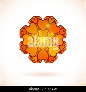 Heart flower ornament, Isolated design element, Vector illustration Stock Vector