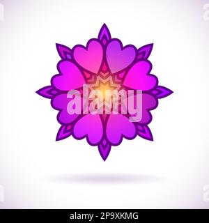 Heart flower ornament, Isolated design element, Vector illustration Stock Vector
