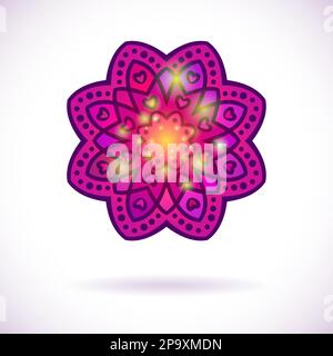 Heart flower ornament, Isolated design element, Vector illustration Stock Vector