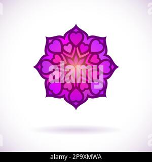 Heart flower ornament, Isolated design element, Vector illustration Stock Vector