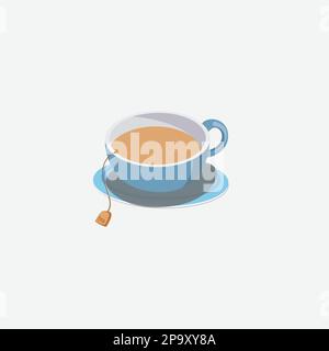 White realistic coffee and tea cup with smoke isolated on transparent background. Stock Vector