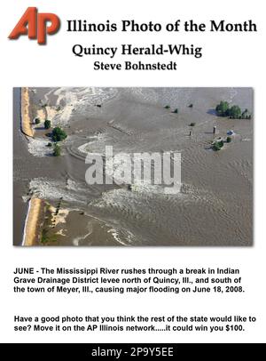 The Mississippi River rushes through a break in Indian Grave Drainage