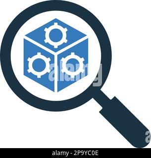 Box, package, search icon isolated on white background. Simple vector illustration for graphic and web design. Stock Vector