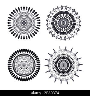 Set of Floral Ornamental Mandala Vector Design, Collection of Mandala Motif Wedding Decoration Doodle Round Design Stock Photo