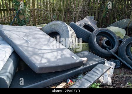 Denham, Buckinghamshire, UK. 11th March, 2023. Fly-tipping next to a lay-by in Denham. Credit: Maureen McLean/Alamy Live News Stock Photo