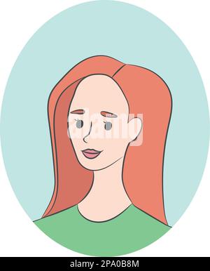 Portrait of a young woman in sketch style. Hand drawn art of a girl with red hair. Smiling girl's face. Suitable for avatar. Stock Vector