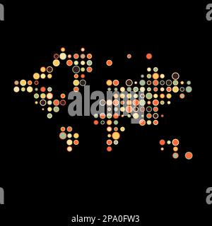 World Map Silhouette Pixelated generative pattern illustration Stock Vector