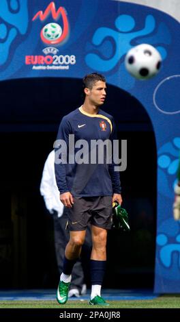 Cristiano Ronaldo arrives for a training session of the national