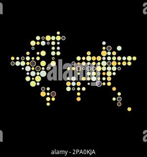 World Map Silhouette Pixelated generative pattern illustration Stock Vector